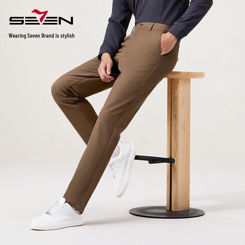 Seven Men's Wrinkle-Resistant Straight-Leg Casual Trousers