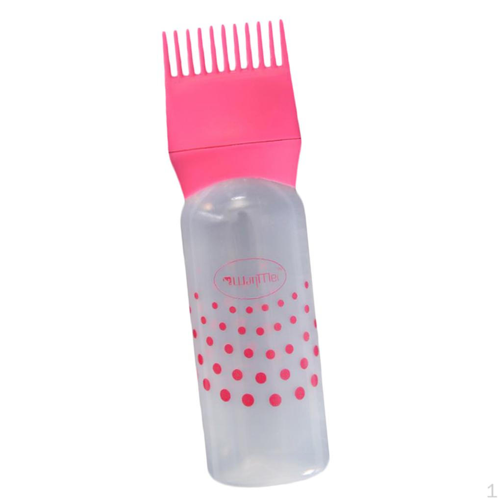

120 Ml Plastic Hair Dye Bottle Comb Paint Dispenser Brush рожевий