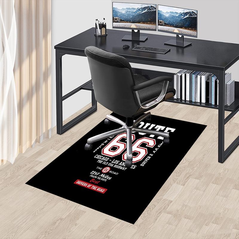 1pc Route 66 Home Office, Durable Polyester Floor Mat with Easy, Office Decor, Urban Style, Nonslip Backing, Highquality Fabric
