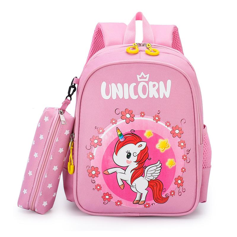 Kids Backpack Pencil Case Set Cute Cartoon Unicorn School Bag Lightweight Waterproof Spine Protection Large Capacity Bookbag