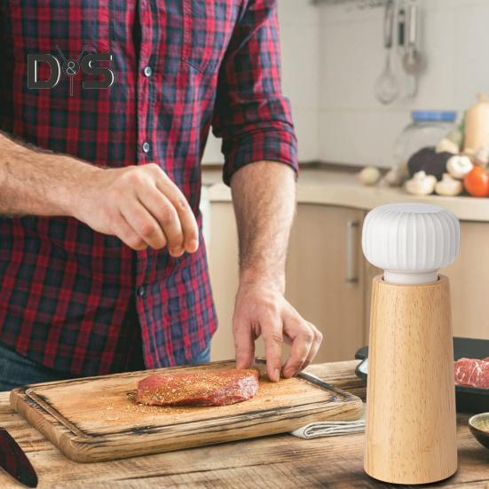 Wooden Pepper Grinder Manual Salt And Pepper Mill Adjustable Coarse-grained Grinder Refillable Salt Mill with Ceramic Lid for Salt Pepper