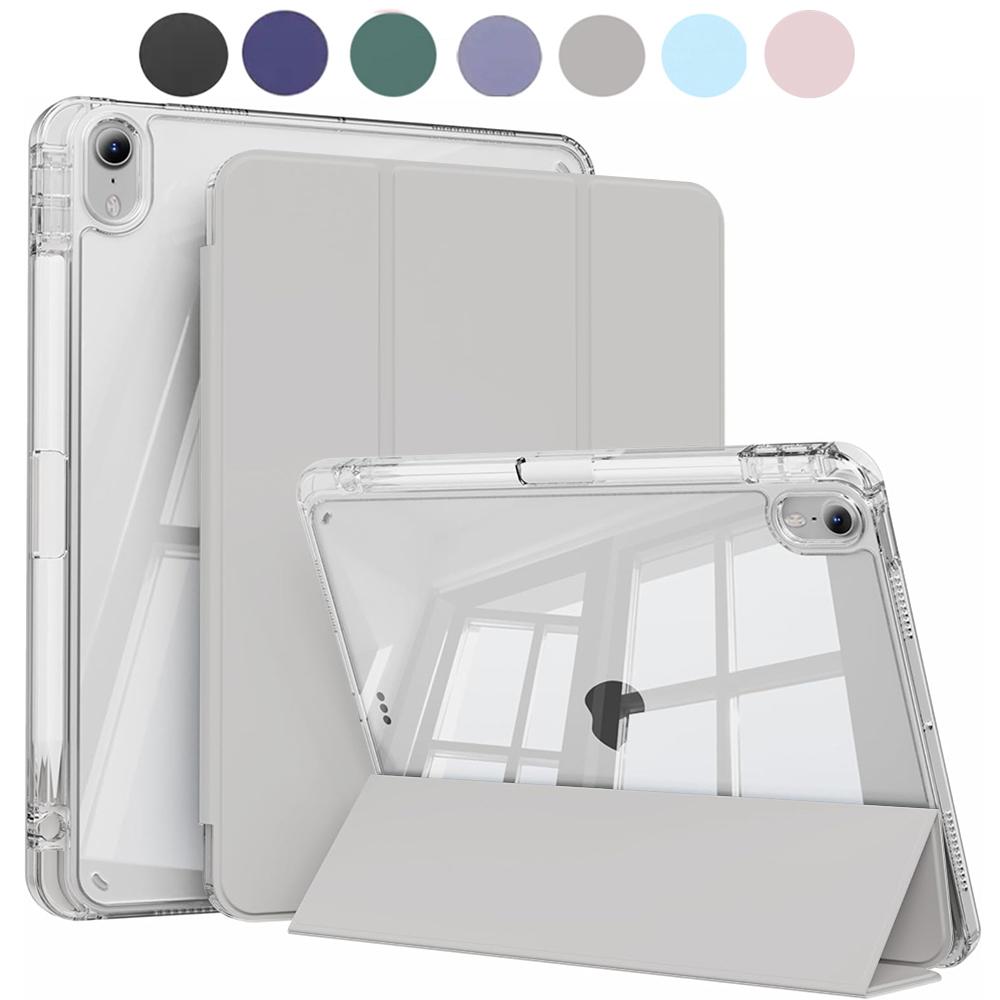 

case For iPad mini 6 7 Case with Pencil Holder, Hard Clear Transparent Back & Soft TPU Shockproof Frame Cover, Auto Sleep/Wake For iPad Mini 7 2024