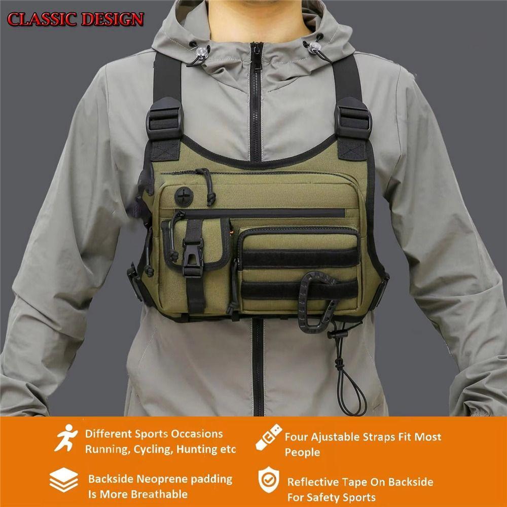 Adjustable Running Vest Pack Waterproof EDC Chest Pack Rig Fishing Vest  Men and Women