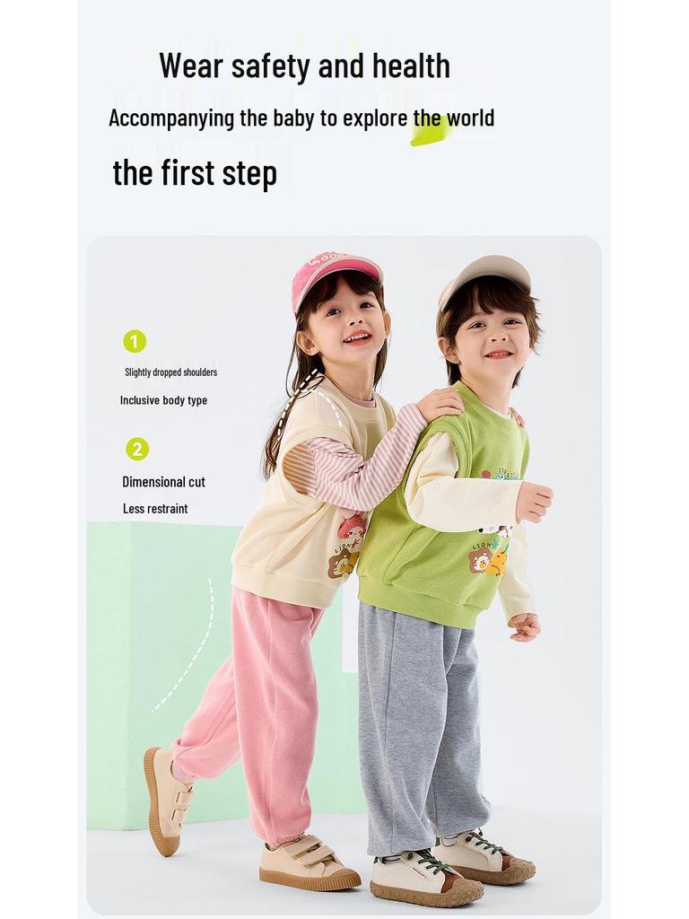 Dudu Home Kids' Spring 3-Piece Set: Baby Vest, Boys' T-shirt, Trendy Pants