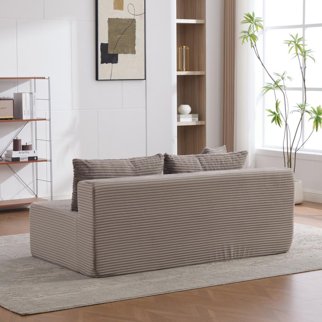 Modular compression sofa made of chenille fabric, filled with 30D high-elasticity foam. Easy to move with non-slip base, ideal for living room.Gray