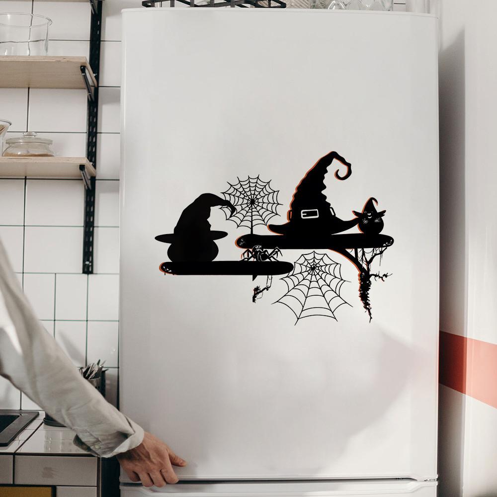 Theme Spider Halloween Web Wizard Hat Pattern Home Wall Decoration Sticker