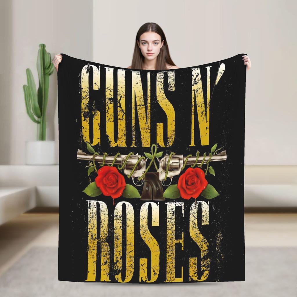 Guns N Roses Band  Blanket  Decorative Flannel Throw Blanket For Couch Bed Soft Warm Custom Quality Bedspread Gift