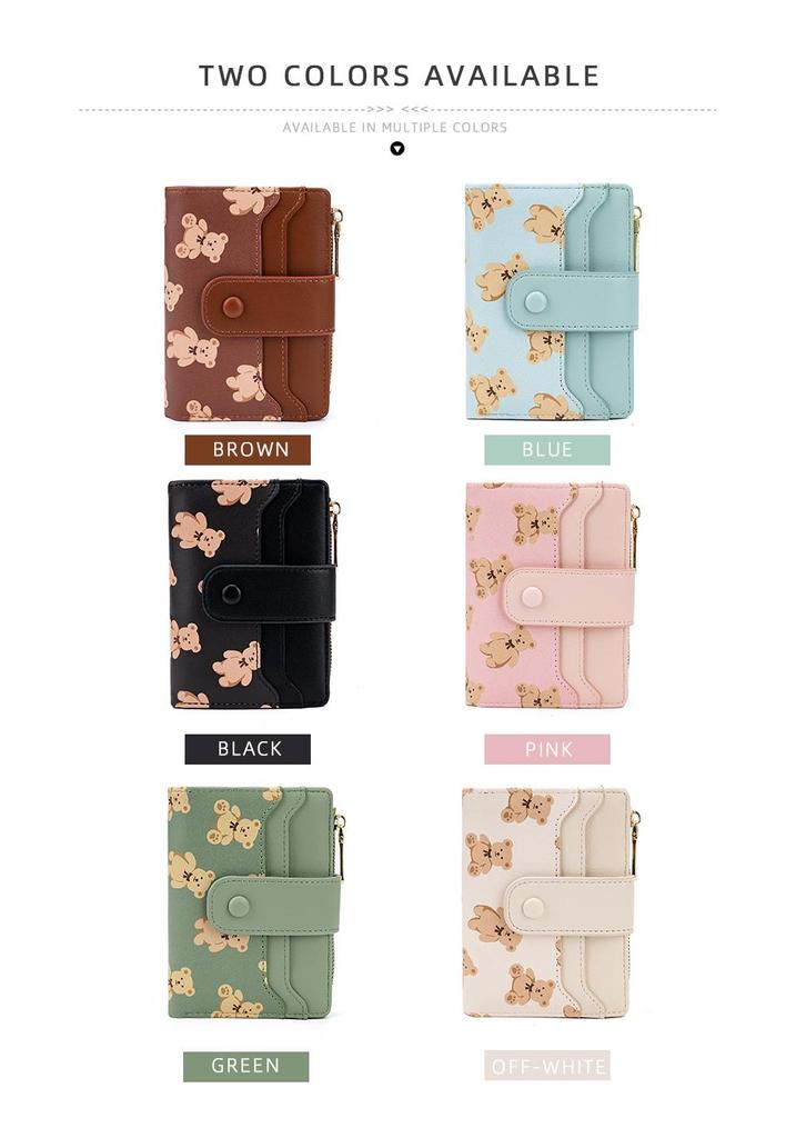 Women's Cross-Border Multi-Card Wallet - Short Buckle Print Coin Purse and Card Holder.