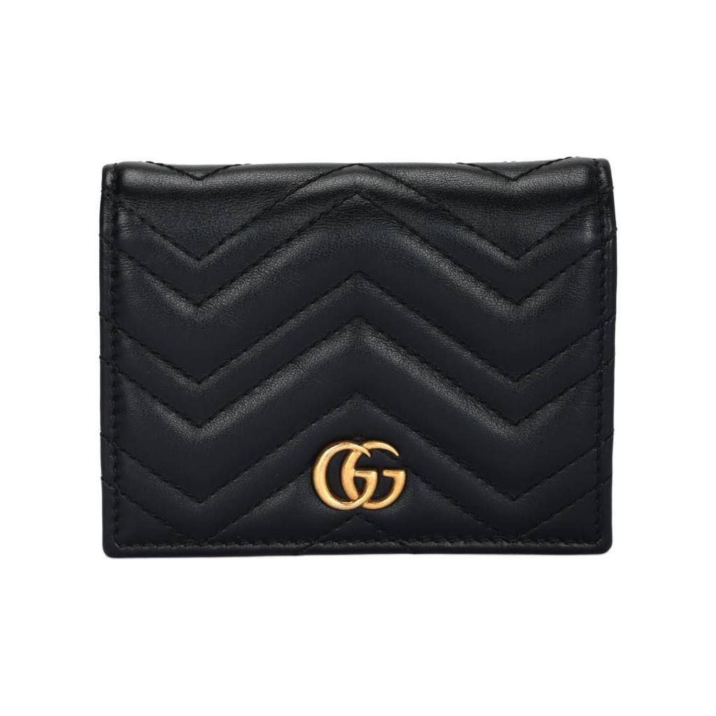 SAINT LAURENT YSL Gold Logo Grain Embossed Quilted Zipper Cowhide Leather Coin Purse Card Holder Women's Black