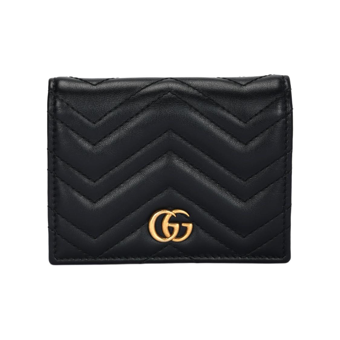 

Gucci Marmont Золотий Логотип Застібка-Блискавка Подвійне Складання Клапан Стьобаний Шкіряний Гаманець Тримач для Грошей Тримач для Карт Жіночий Чорний Box(Basic Set+Box) чорний