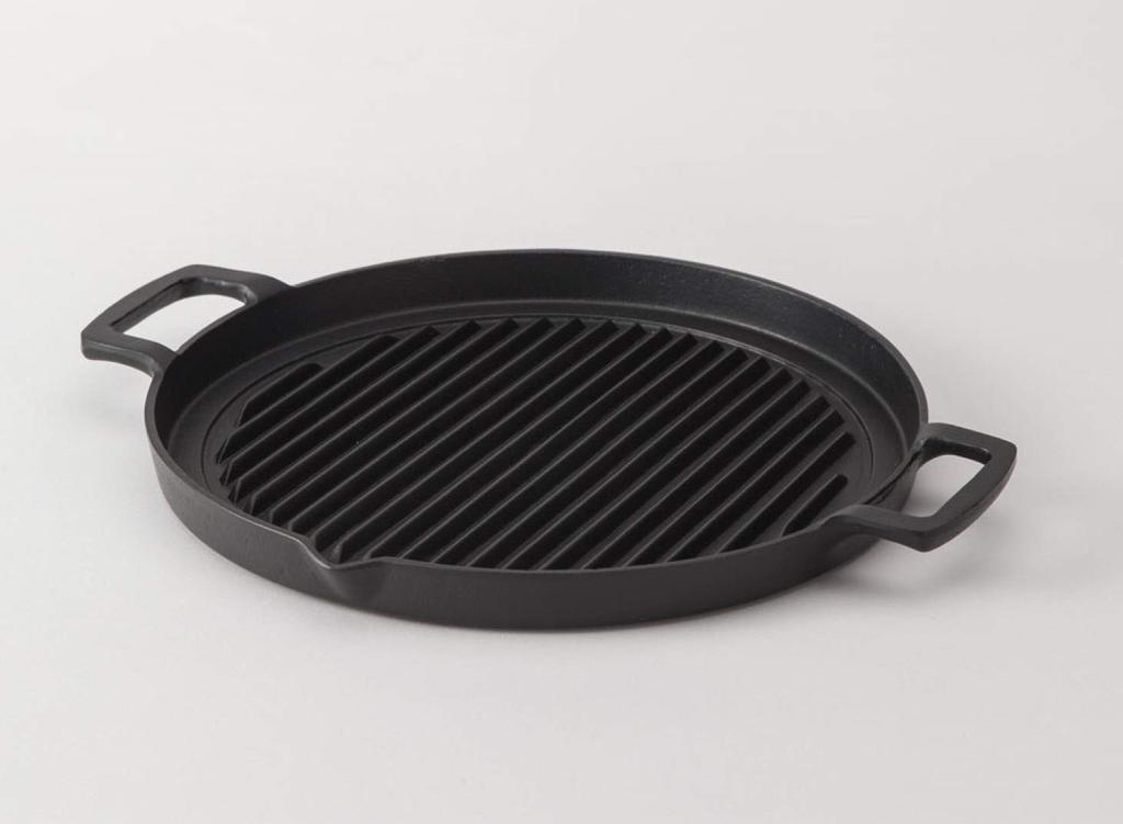 Iwachu Grillpfanne, rund, 25, schwarz, innen gebacken, IH-kompatibel, Nambu Ironware 23050, Durchmesser 24,5 cm