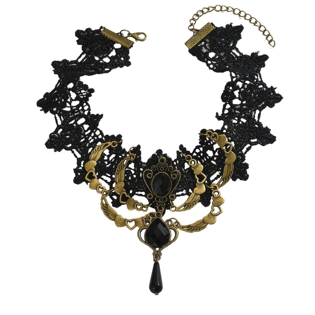 Dark Romance Gothic Lace Necklace Adornment Sturdy Chokers Neckchain Adornment for Fashion Enthusiasts
