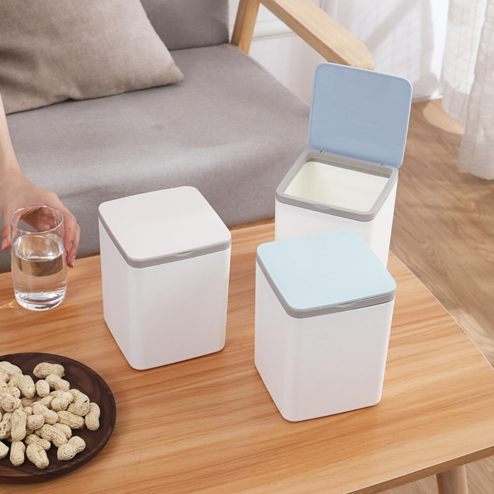 Mini Desktop Trash Can Plastic Waste Bin Collection Basket Rubbish Can  Bathroom