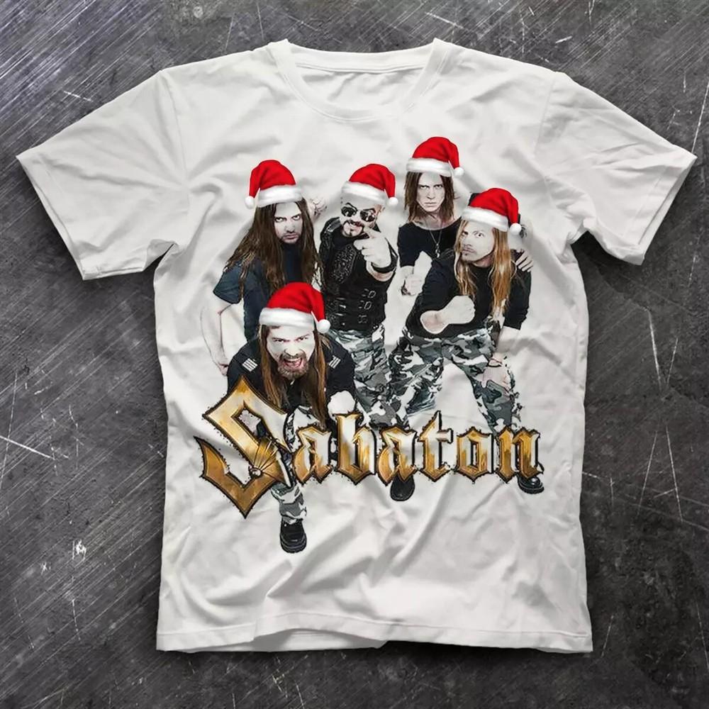 Рождественская футболка с группой Sabaton Хлопок Все размеры Тур Концерт Футболка S-4XL Унисекс Футболка XXL