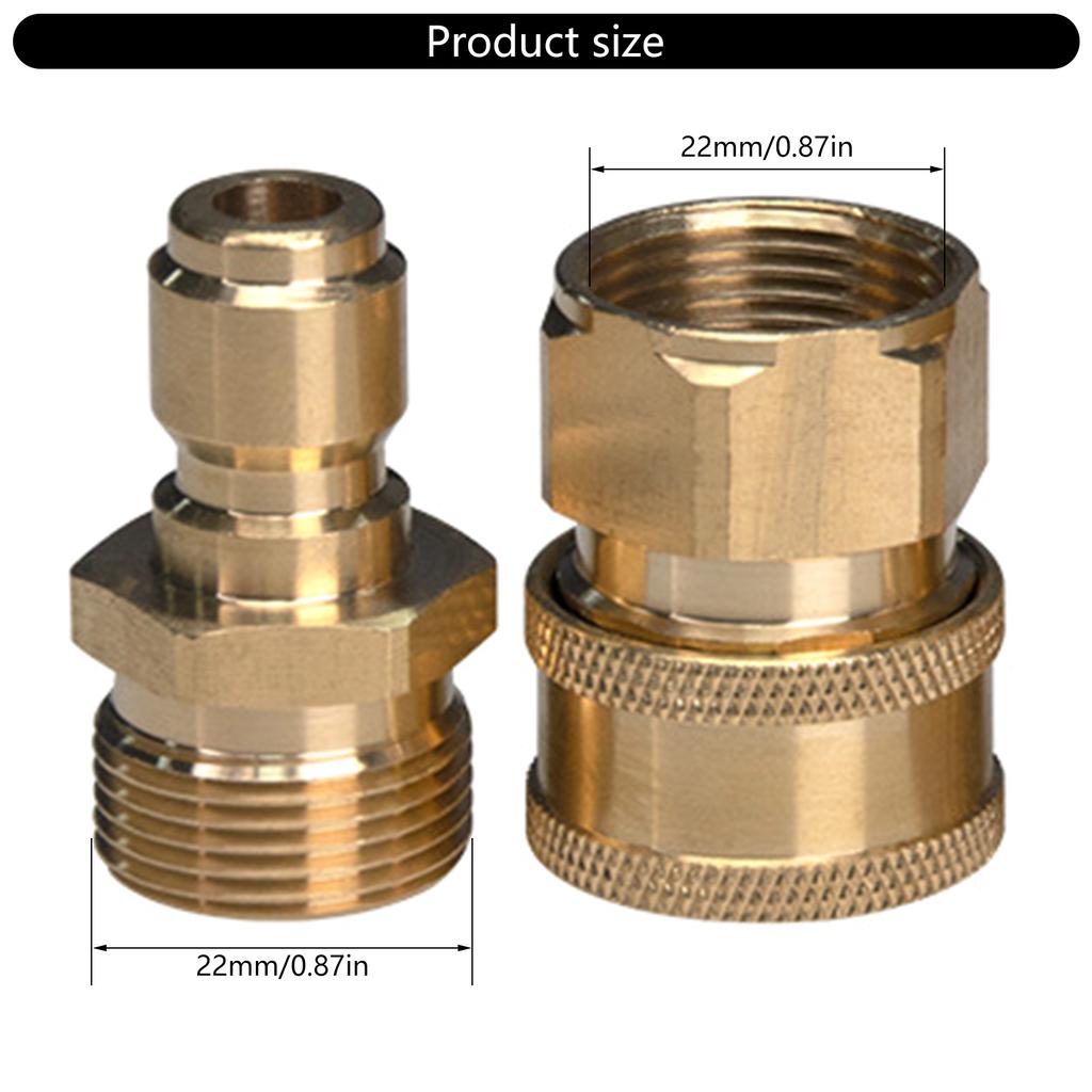 Pack Of 2 Brass Quick Connectors M22 Female & M22 Male Water Hose Quick Connect Set Upgrades for Plumbing Application