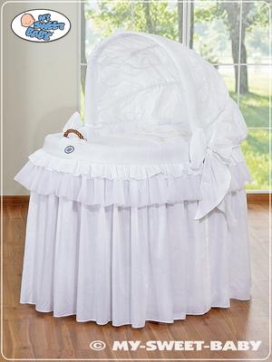 Cesta de vime para recém-nascido com capota dobrável - Pequeno Príncipe Princesa branco