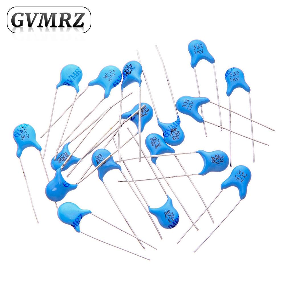 20PCS High Voltage Ceramic Disc Capacitor 1KV 2KV 3KV Radial Lead Multiple Capacitance Options