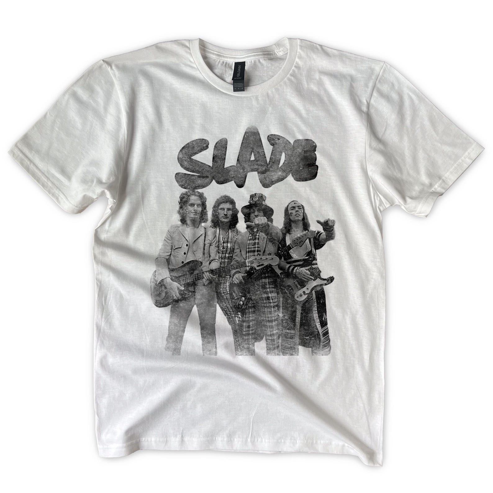 Slade Fans Distressed Print Glam 70 s Rock 100% Cotton T-Shirt S