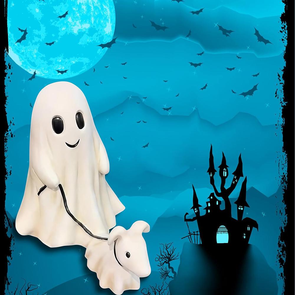 Halloween Ghost Walking Dog Statue Cute Halloween Decorations Indoor Outdoor