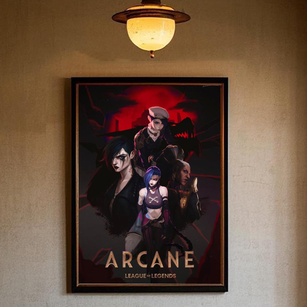 Arcane L-LOL Classic Animation Character Game Poster Art Sticky Wall Waterproof Home Living Room Bedroom Bar Aesthetic Decoratio