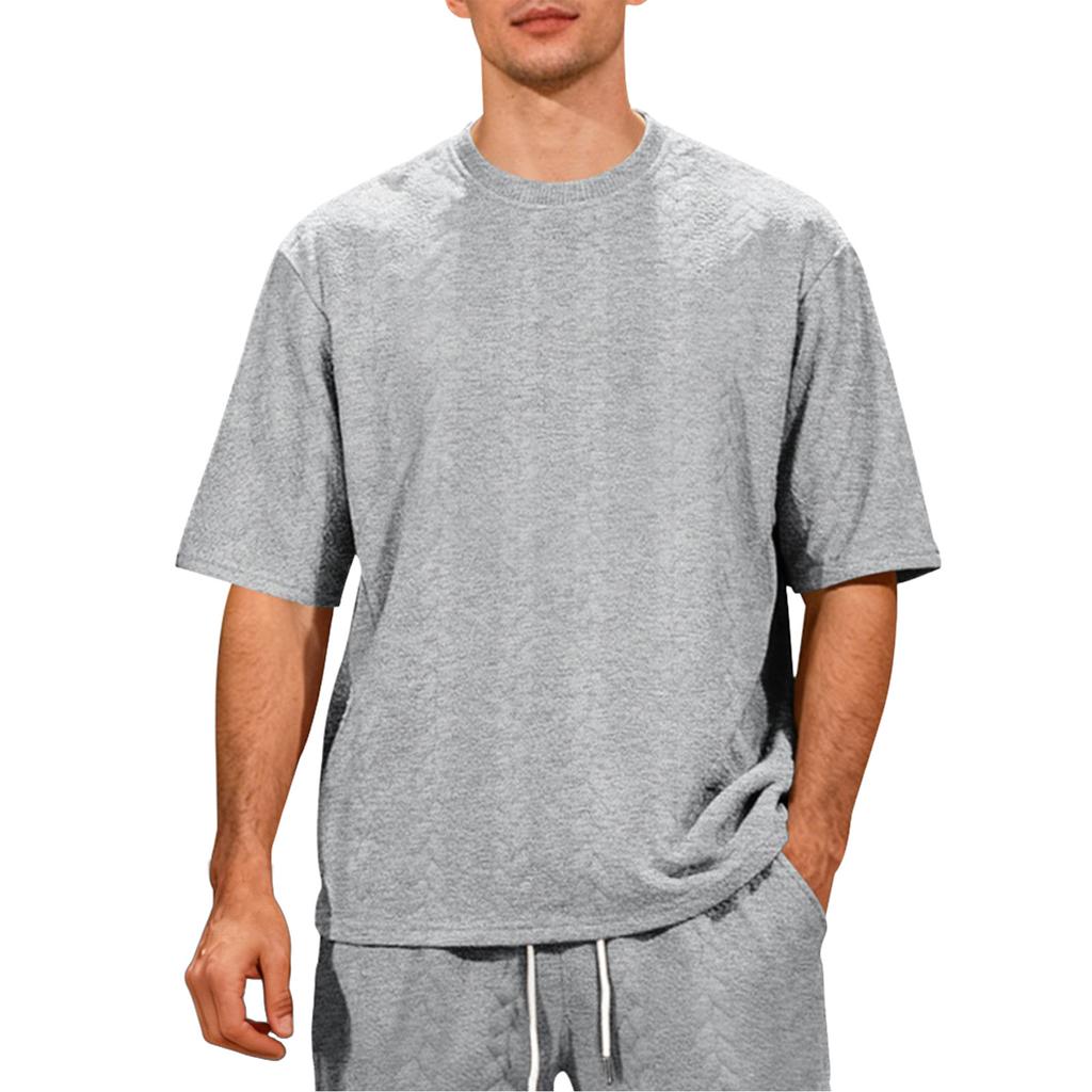 Men's Short Sleeve Crew Neck Knit T Shirt Relaxed Fit Soft Fabric Casual Pullover Top for Everyday Wear