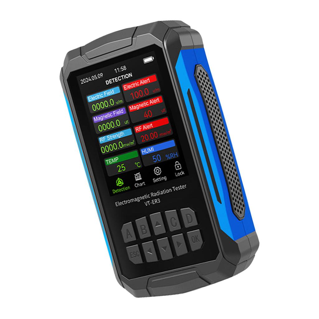 Electromagnetic Field Radiation Detector 2.8in   Color Display Rechargeable 5 in 1 Radiation Dosimeter