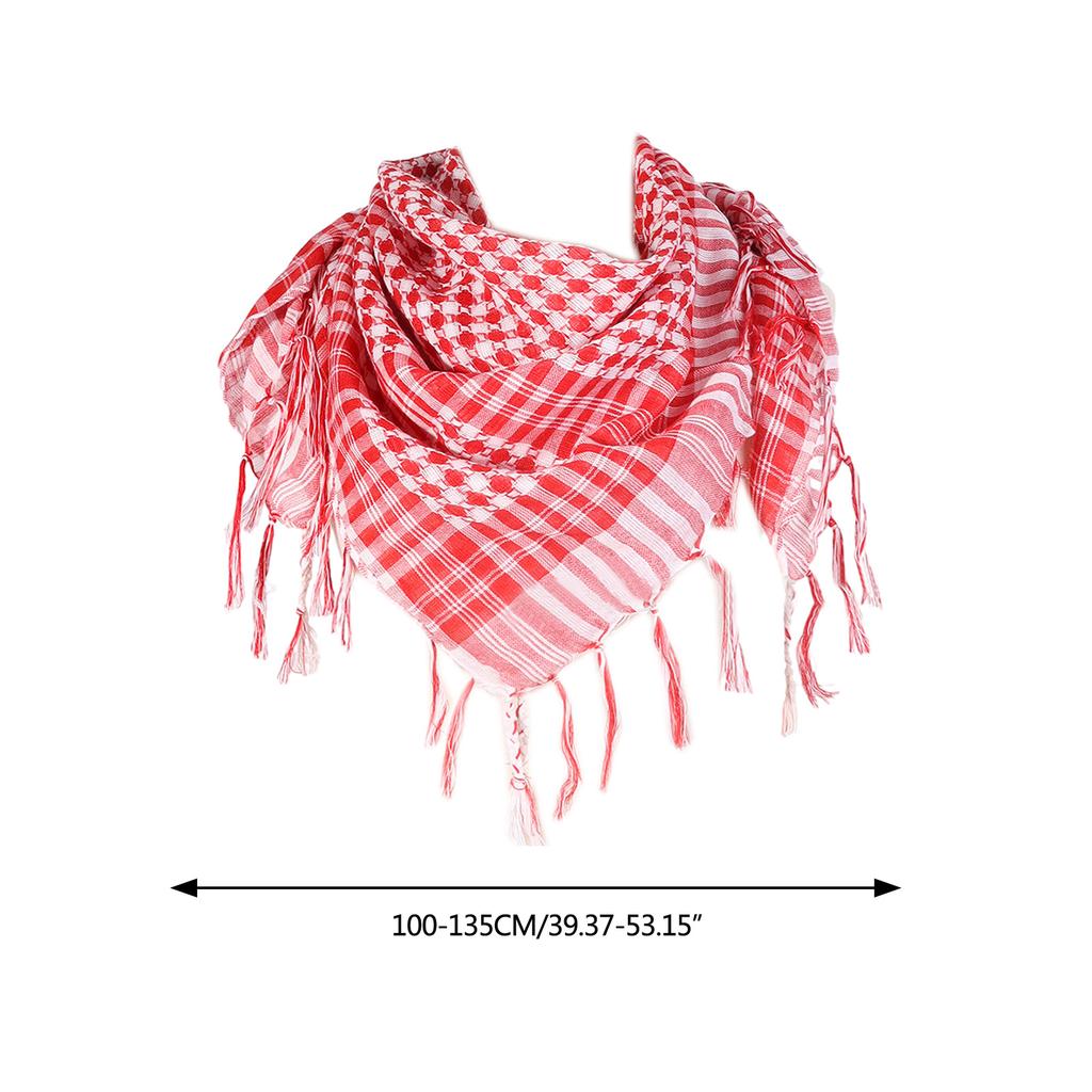 Multiuse Arafat Hijab Scarf Tassels Shawl Bandana Adult Desert Arab Shemagh Headscarf Arabian Dubai Saudi Head Covering