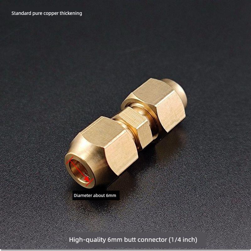 Refrigerator Dual Connection Copper-Aluminum Pipe 6mm with Nut, No Welding Required, Male-Female Refrigeration Connector