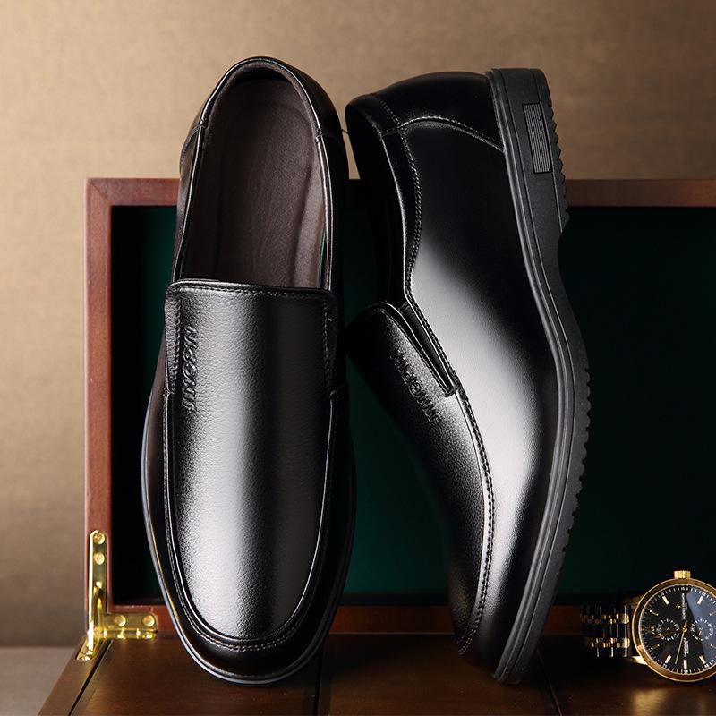 

Модные мужские кожаные туфли весна-лето 2024 года, дышащие, мягкие, деловые, повседневные туфли, мужские туфли из кожи 635 6 чёрный