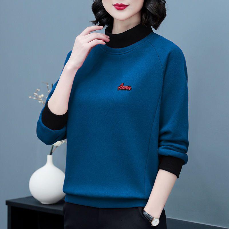 

Женский осенне-зимний свитер из чистого хлопка с полувысоким воротником, повседневный элегантный пуловер свободного кроя, однотонный, уличный топ S