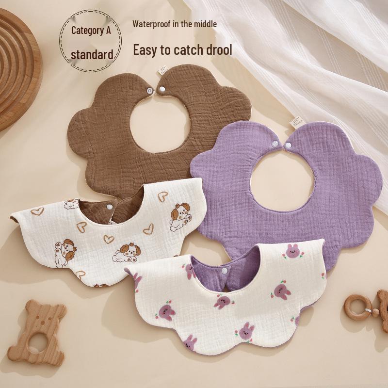 Bavoir pour bébé double face rotatif à 360°, Gaze de coton, Toutes saisons, Absorbant, Qualité Classe A