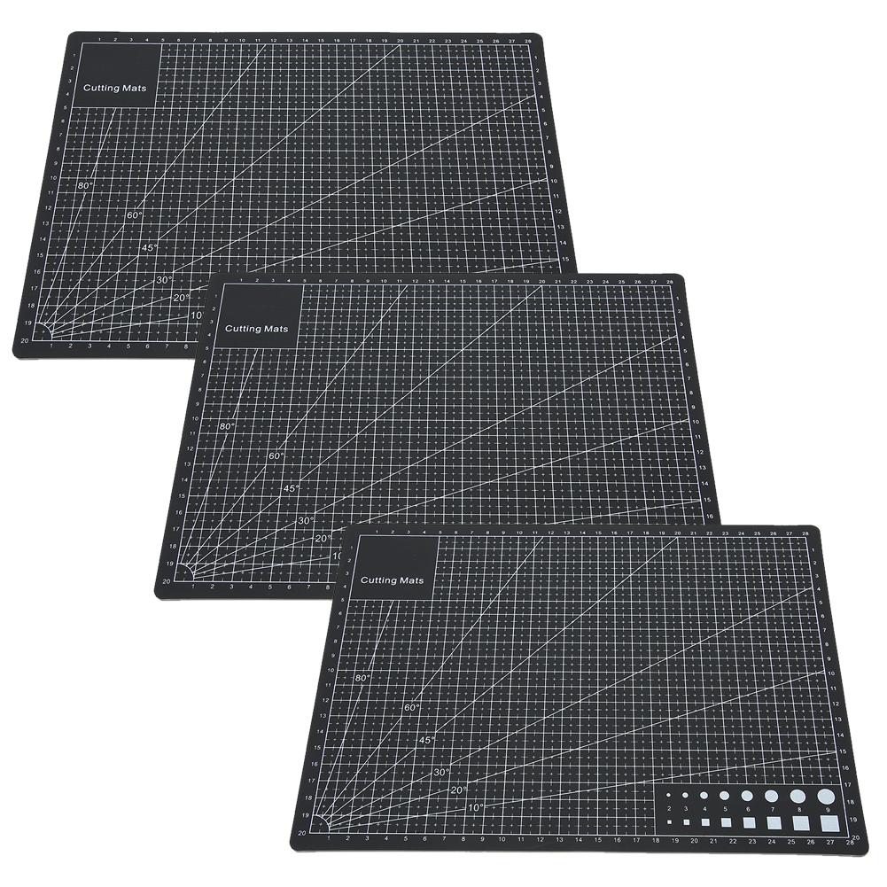 3Pcs Cutting Mat A4 Black Model Cut Pad Paper Rubber Stamp Engraving Scale Board