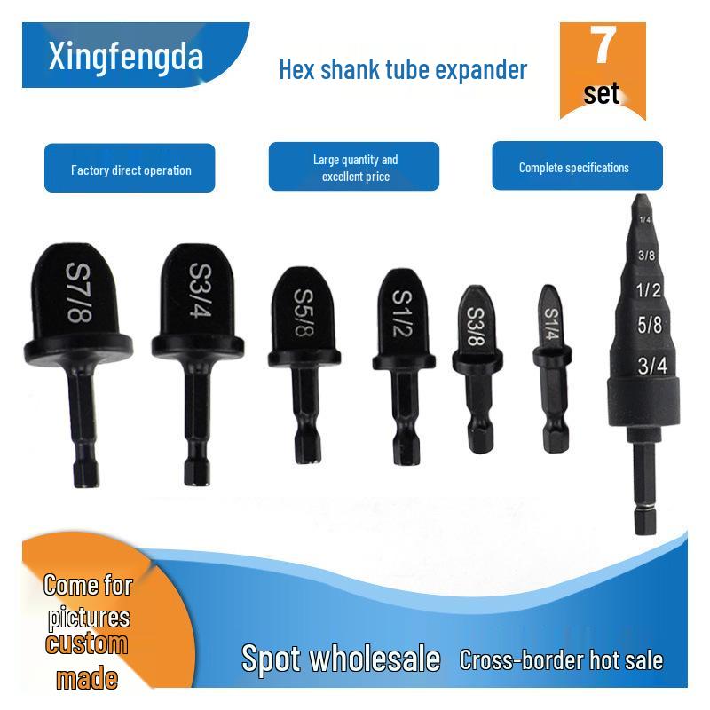 Available 7-Piece Hex Shank Air Conditioner Flaring Tool Set for Copper Tube Installation & Maintenance