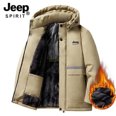 JEEP SPIRIT Pánska teplá bavlnená bunda s odnímateľnou kapucňou