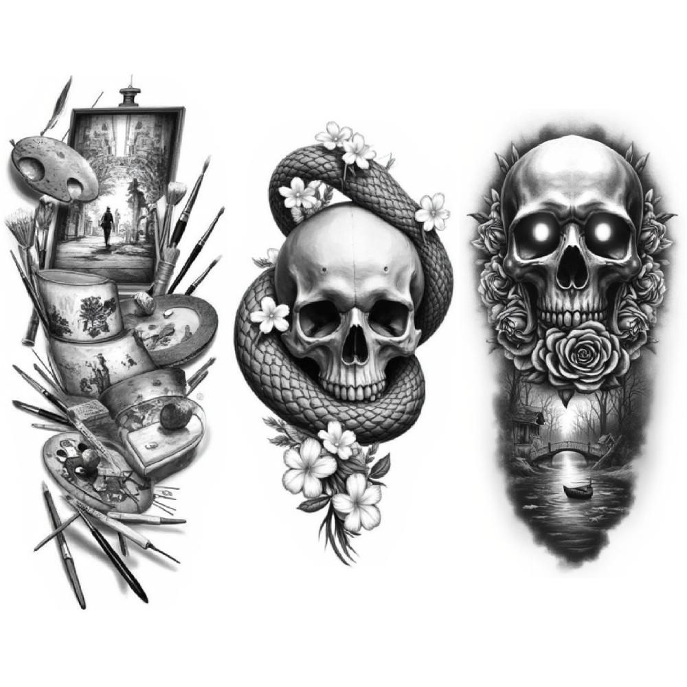 3pcs Tatuagem Temporária Tatuagens Temporárias Realistas Rosas Tatuagem de Cobra Para Mulheres Braços Coxas