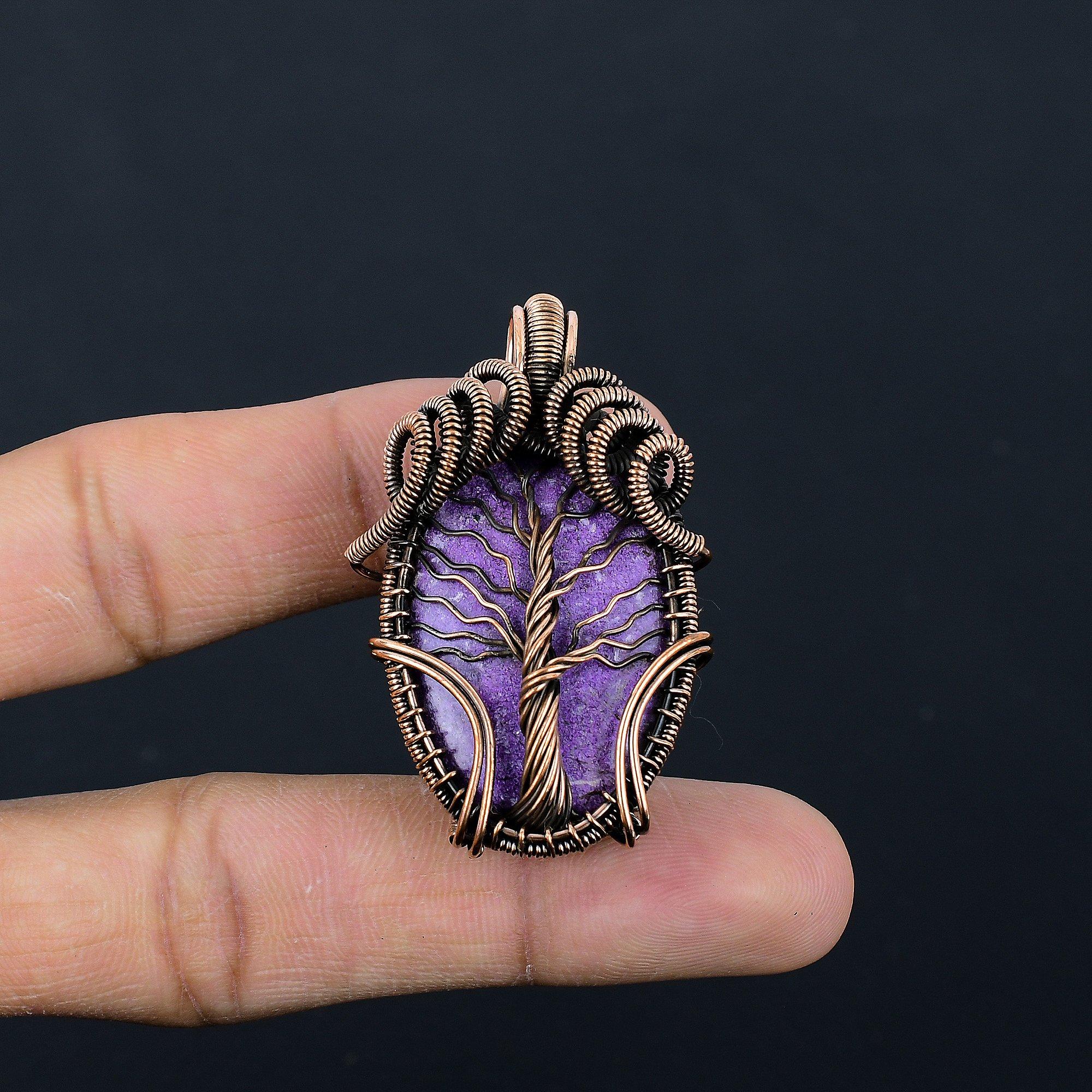 

Украшения Древо Жизни из пурпурита, Кулон, обернутый медной проволокой 999 пробы, Украшения ручной работы из драгоценных камней, Подарки для жены, Совершенно новый кулон 2.55 Inches