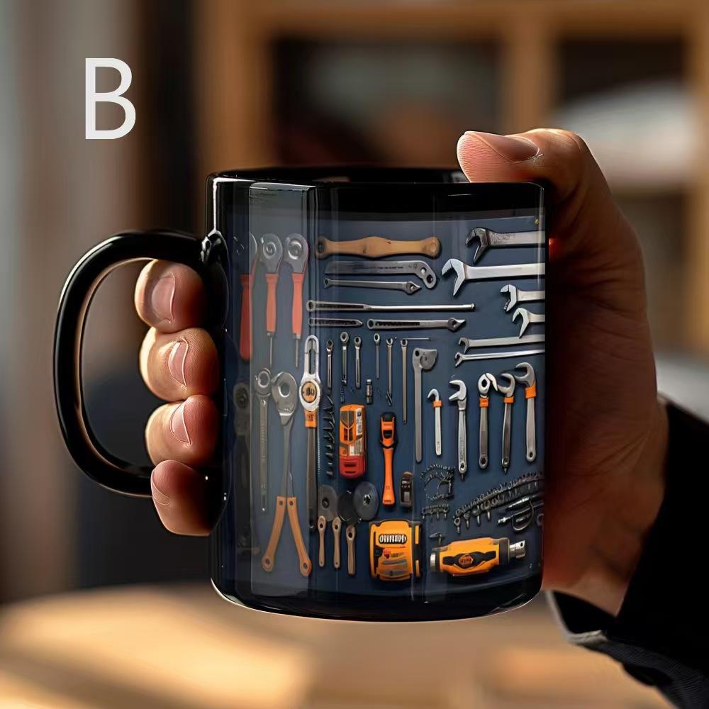 Black Tool Box Mug Men Creative Mug Mechanic Ceramic Mug Diagram Coffee Cup