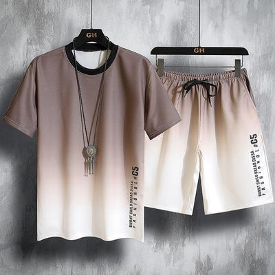 Harajuku Hip Hop Zomer Mannen Trainingspak 2 Delige Set Dunne Zacht Ademend Joggingpak Mannelijke Korte Mouwen T-shirt en Shorts Sets
