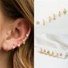 6Pcs Copper Flower Butterfly Earrings Hook Piercing Crystal Ear Studs Zircon Earring Set  Ladies