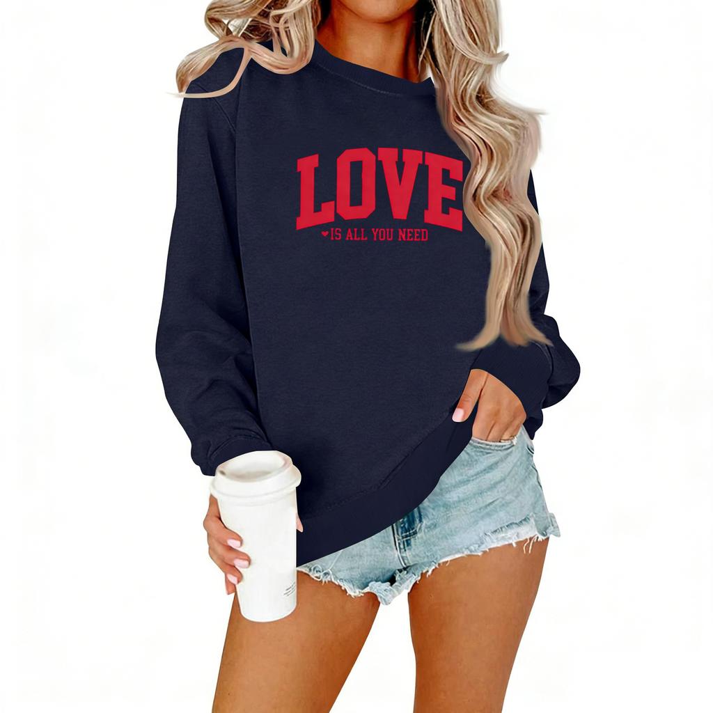 Ladies' Casual Women's Printed Round Neck Pullover Hoodie