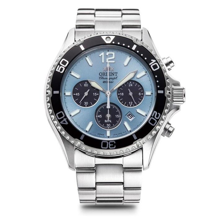 Orient Watch Mako SOLAR Chronograph RN-TX0206L Men s Sky Blue Silver