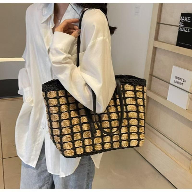 New straw bag bag large capacity tote bag women's handwoven bag versatile shoulder travel beach bag
