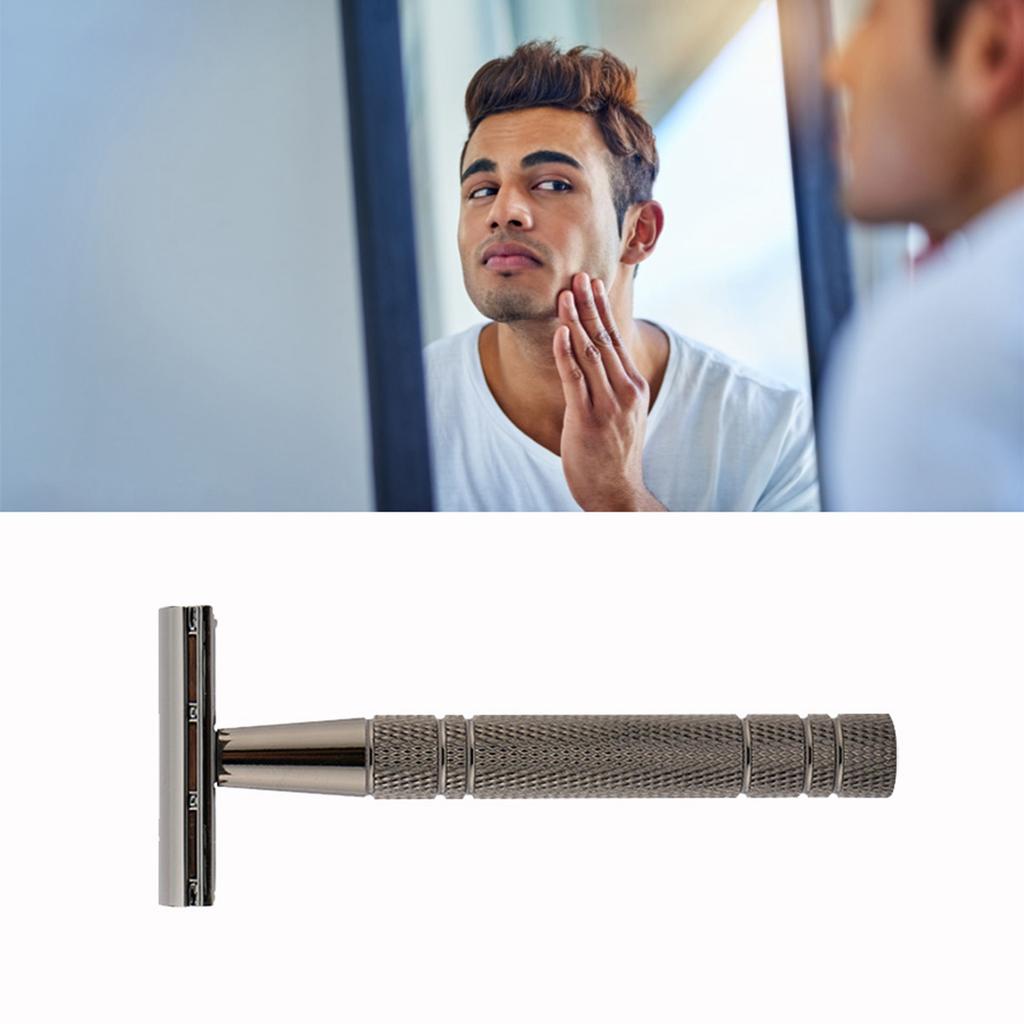 Double Edge Safety Trimmer Manual Stainless Steel Beard Groomer for Men Matt Black