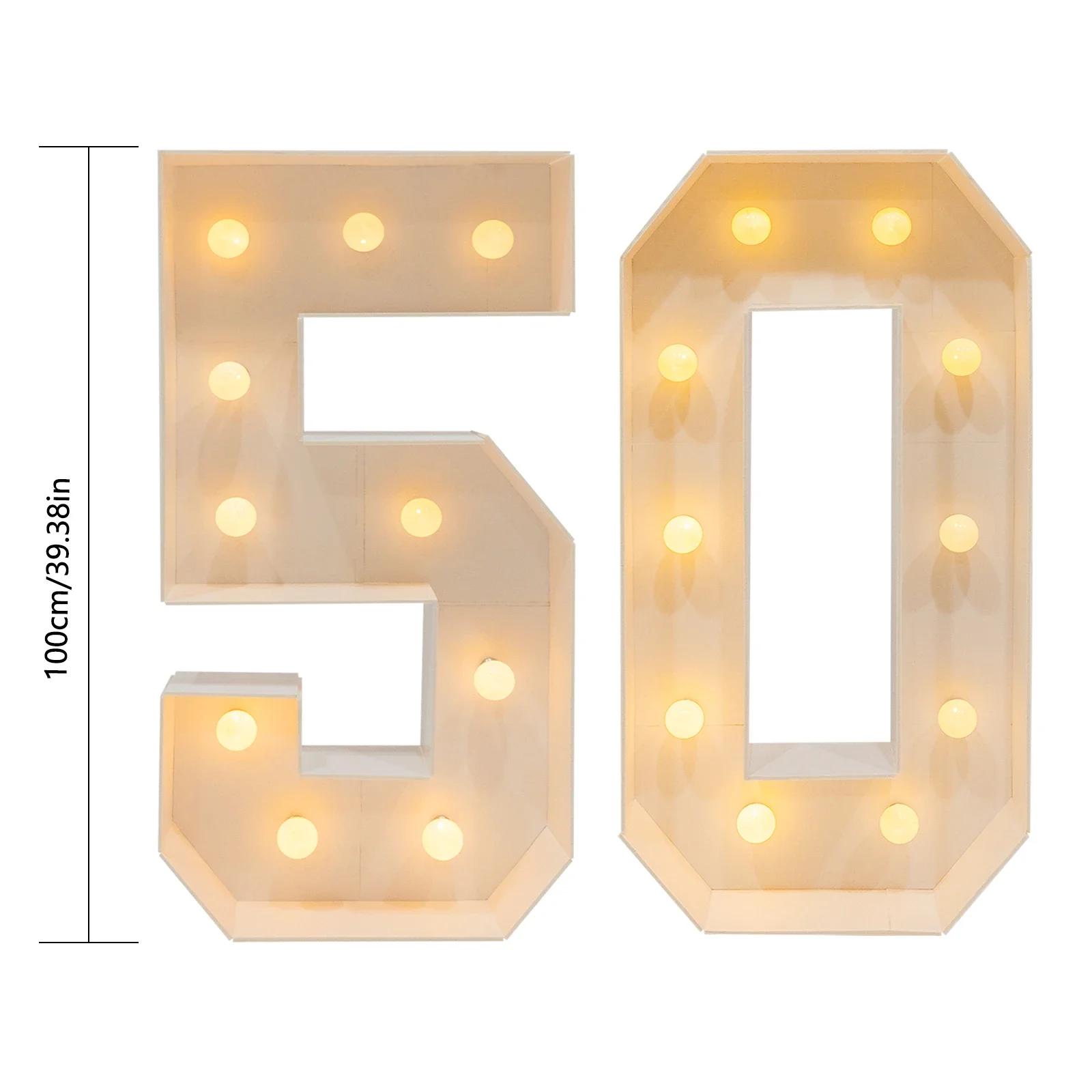 

100cm LED Number Lights, 50-Pack Decorative Lights, Tent Lights, LED Decorations for Birthday Parties,Weddings,Holidays,Home,Bar білий