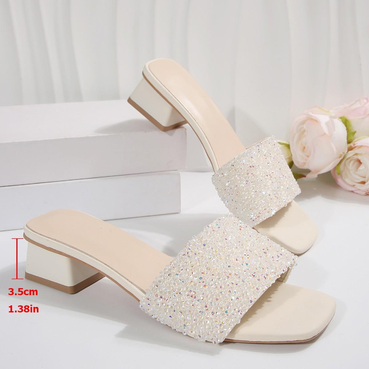 

Крутые тапочки женские для улицы модные на толстом каблуке с бусинами и бриллиантами пляжная обувь универсальные для полных ног широких ног женские тапочки иностранная торговля большие размеры 42