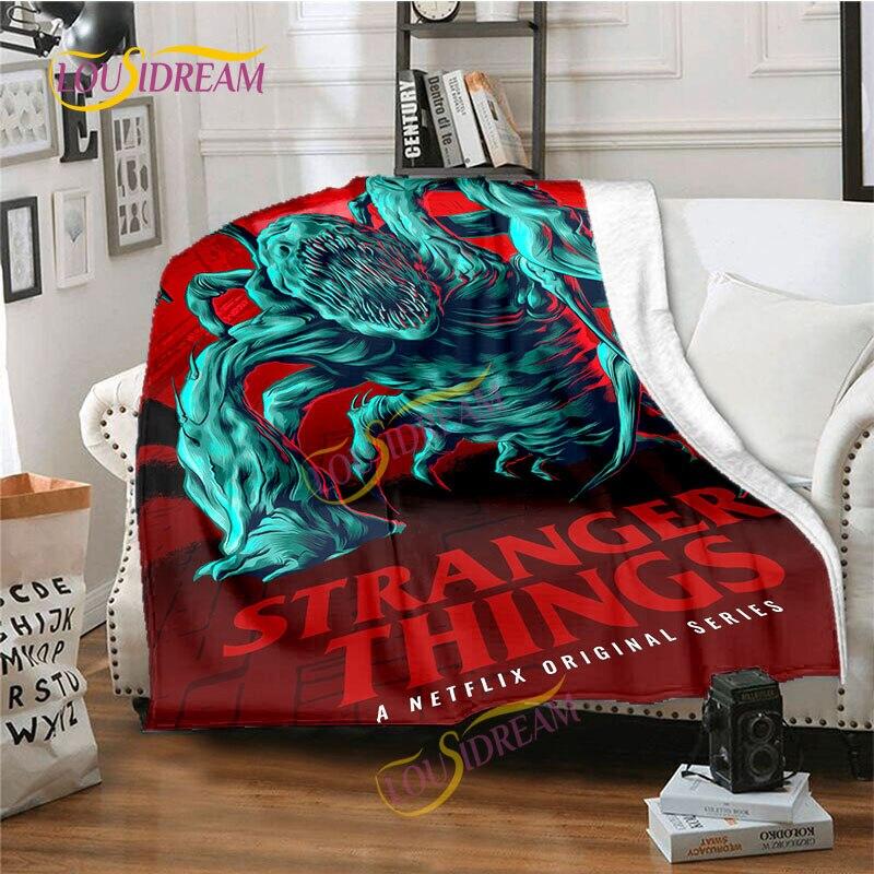 Stranger Things Flannel Blanket  Warm Comfort  Blanket Home Office Noon Break Blanket Travel Bed Sofa Washable Blanket.