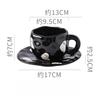 300ml Halloween Ceramic Coffee Cup Irregular Unique Mug with Bat Ghost Pattern Spooky Gift for Home Decor