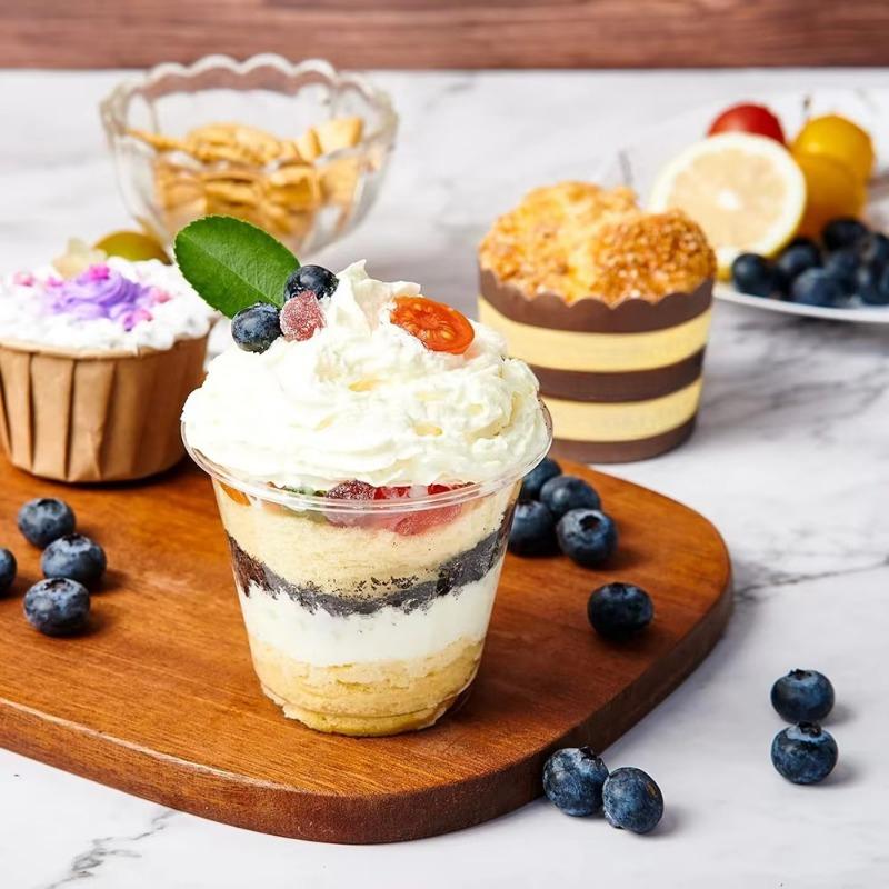 50PCS Disposable Plastic Cups Coffee Beverages Yogurt Dessert Fruits Ice Cream Christmas Birthday Party Transparent Plastic Cups