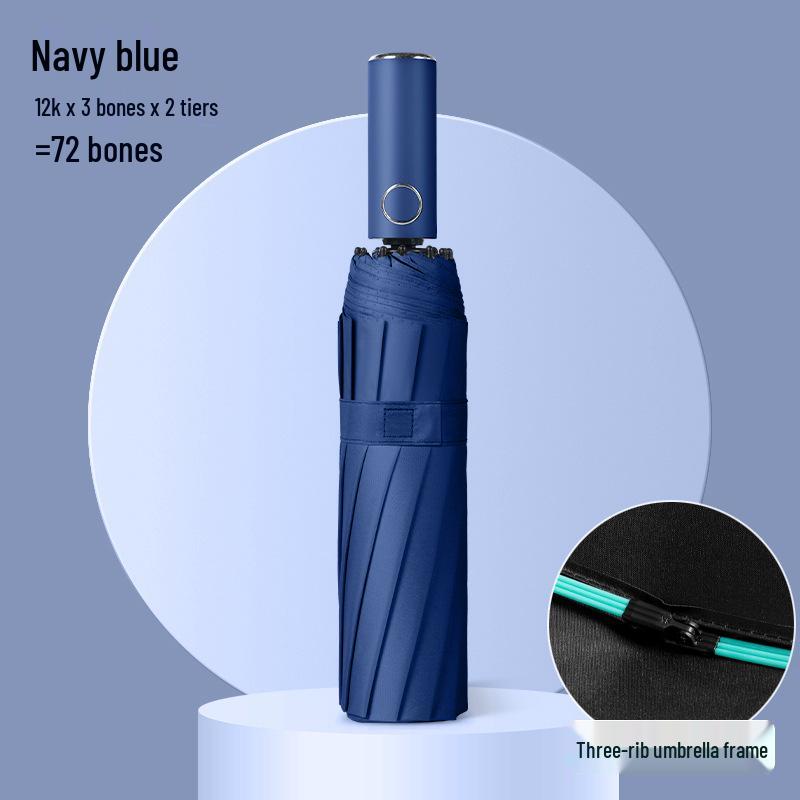 72-Rib Automatic Folding Umbrella for All Weather - Sunshade and Sunscreen for Men, Women, and Students