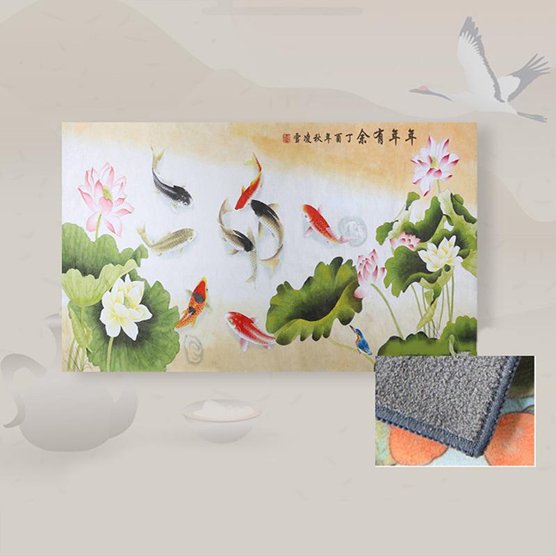 30*18Cm High-End Tea Towel With Retro Style And Colorful Painting, Special Tea-Drinking Cloth, Premium Tea Set